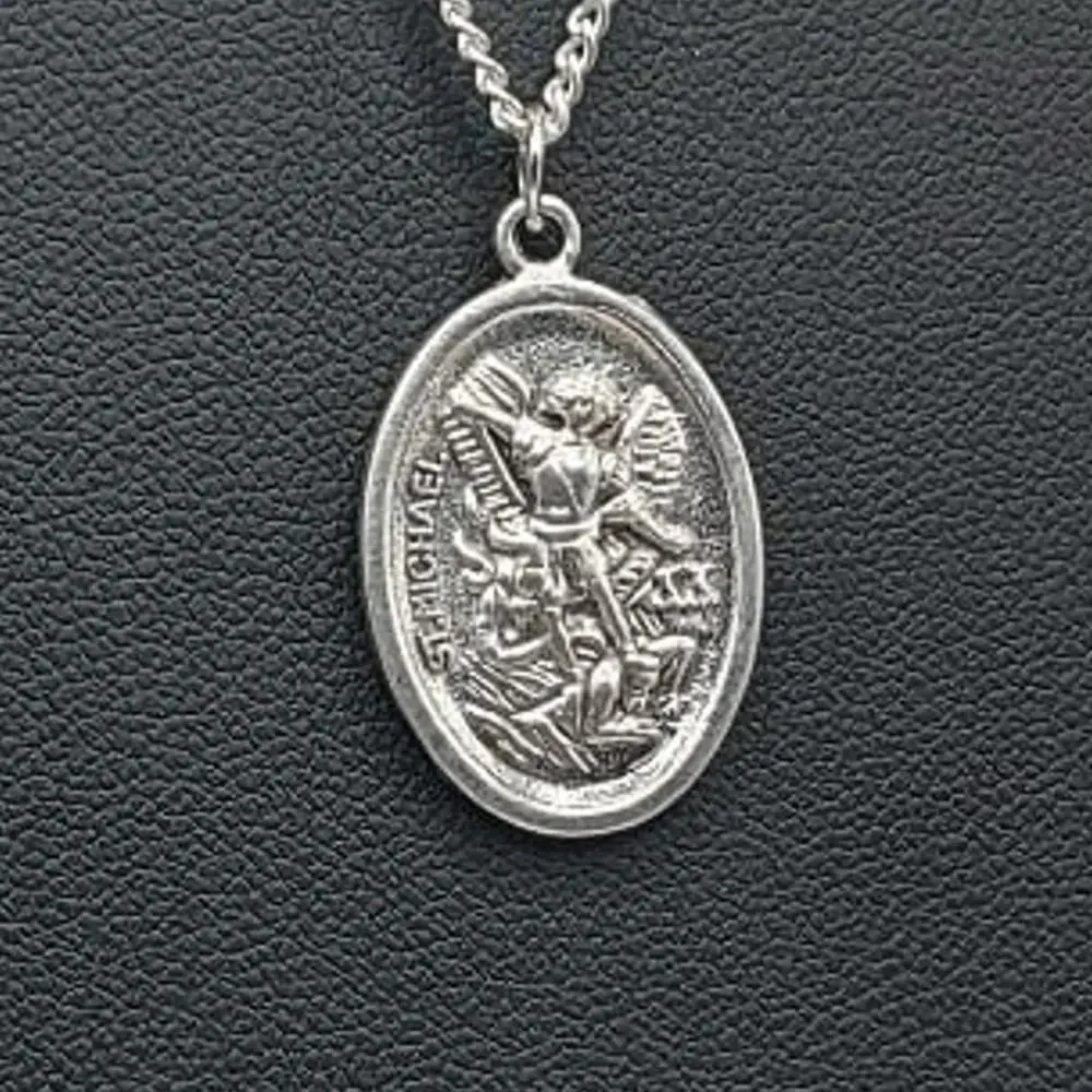 925 Silver Necklace w/ St.Archangel Michael Pendant Christian Birthday Gift New
